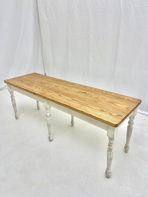 Bench, wooden distress bench, bench for dining table, French cottage bench, farmhouse bench