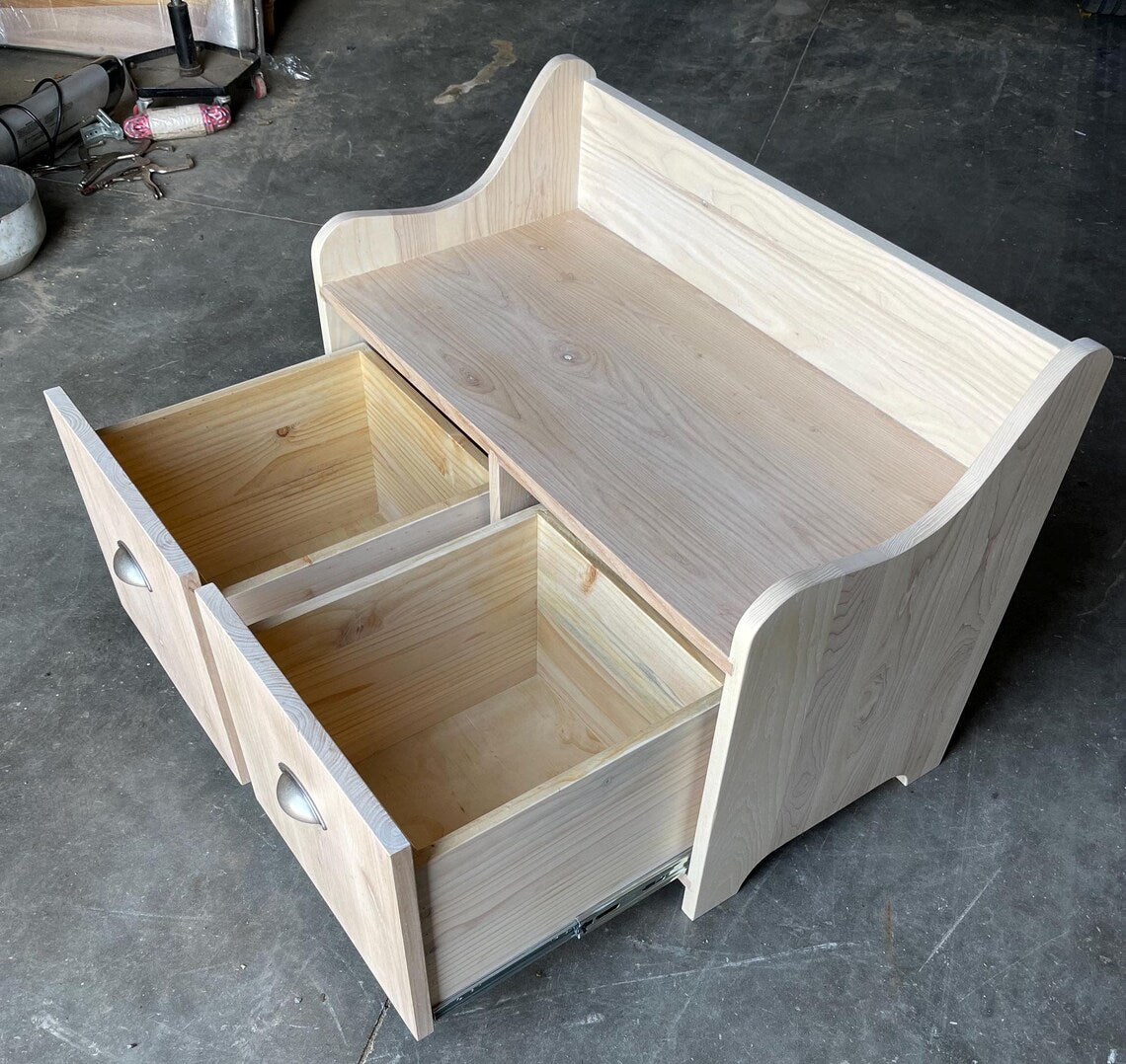 Rustic Entryway Bench with Storage Drawers – Reclaimed Canadian Ash | Farmhouse Vintage Hallway Seating