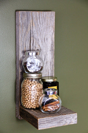 Our Wall Sconces are made from beautiful reclaimed Canadian ash or oak to give each piece an authentic rustic look. These wall sconces can be mounted to any wall and used as storage, or for decorative purposes. Use to display plants, candles, books, picture frames, etc.  Mounting is easy - simply hang on a screw or nail using the recess on the back.