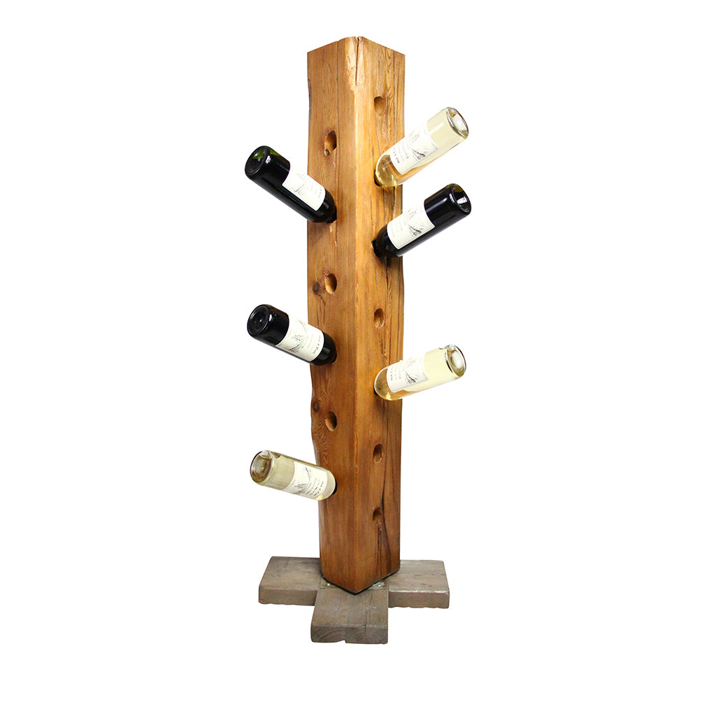 Reclaimed Wood Wine Rack- Single Wine Bottle - With